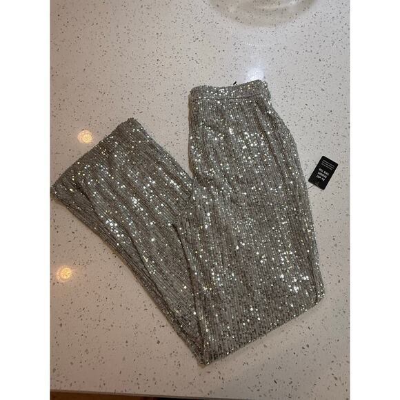 nwt EXPRESS HIGHRISE SEQUINED TROUSER DISCO WOMENS SMALL - Picture 2 of 9
